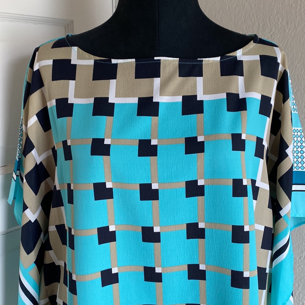 Michael Kors Multi Color Geometric Print Blouse !